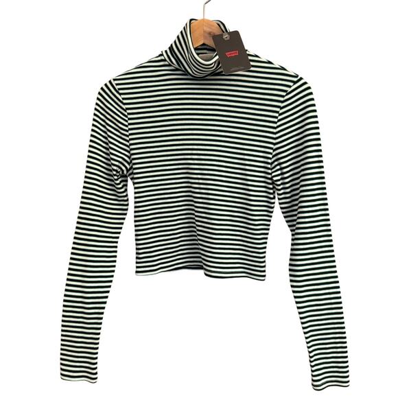 Levi's Tops - Levi’s Cropped Striped Turtleneck Top – Size Small – Black & White, Green